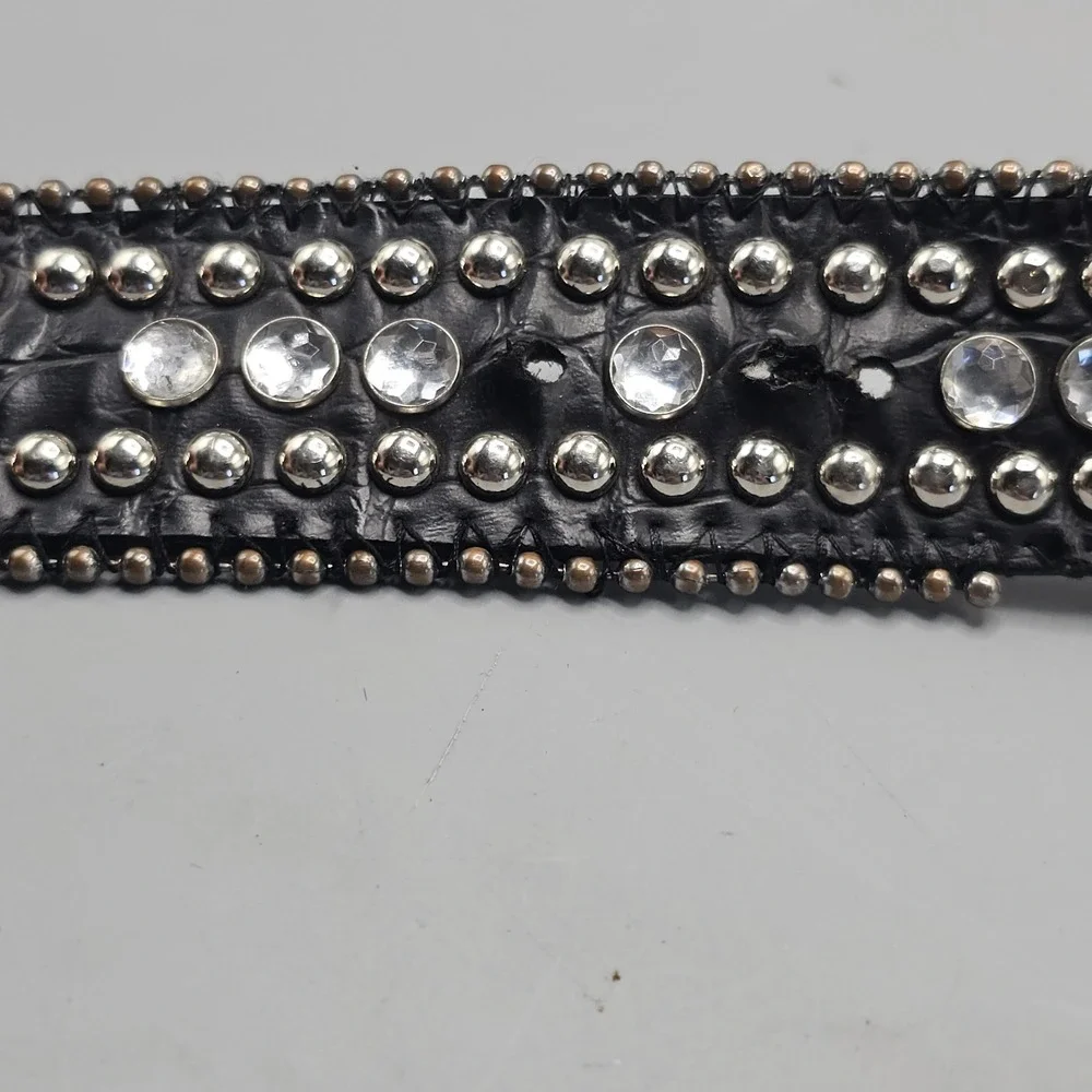 Vintage Western Embellished Rhinestone Black  Y2K  Beaded Punk Grunge Size 34